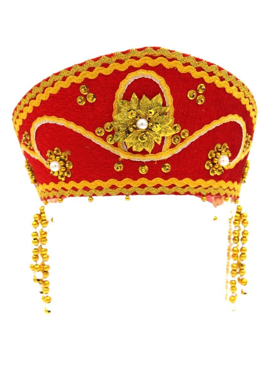 D' Daniela - Women's Traditional Headdress Kokoshnik - Red With Gold