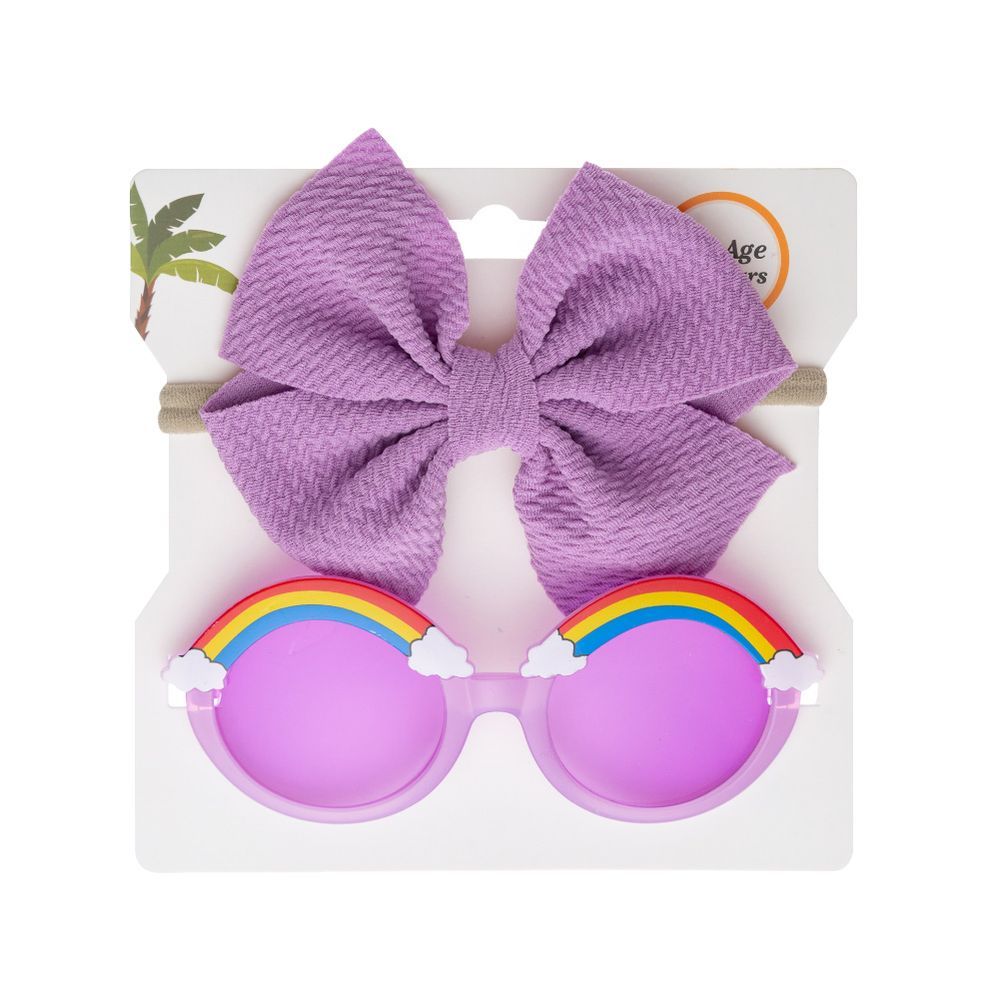 D' Daniela - Anaya Rainbow Glasses & Bow Barrette Ponytail Set - Purple