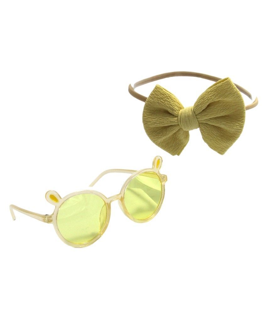 D' Daniela - Layla Glasses & Bow Barrette Ponytail Set - Yellow