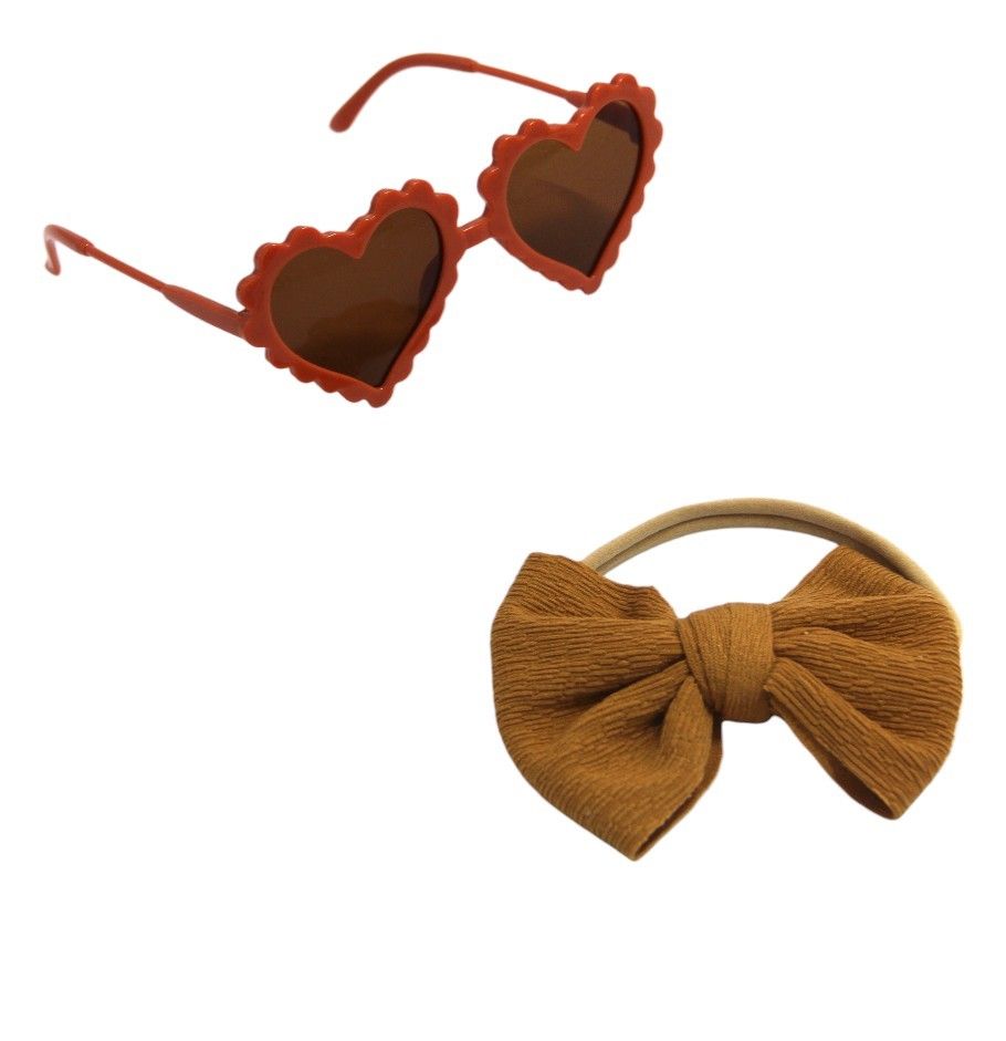 D' Daniela - Aisha Glasses & Bow Barrette Ponytail Set - Ginger