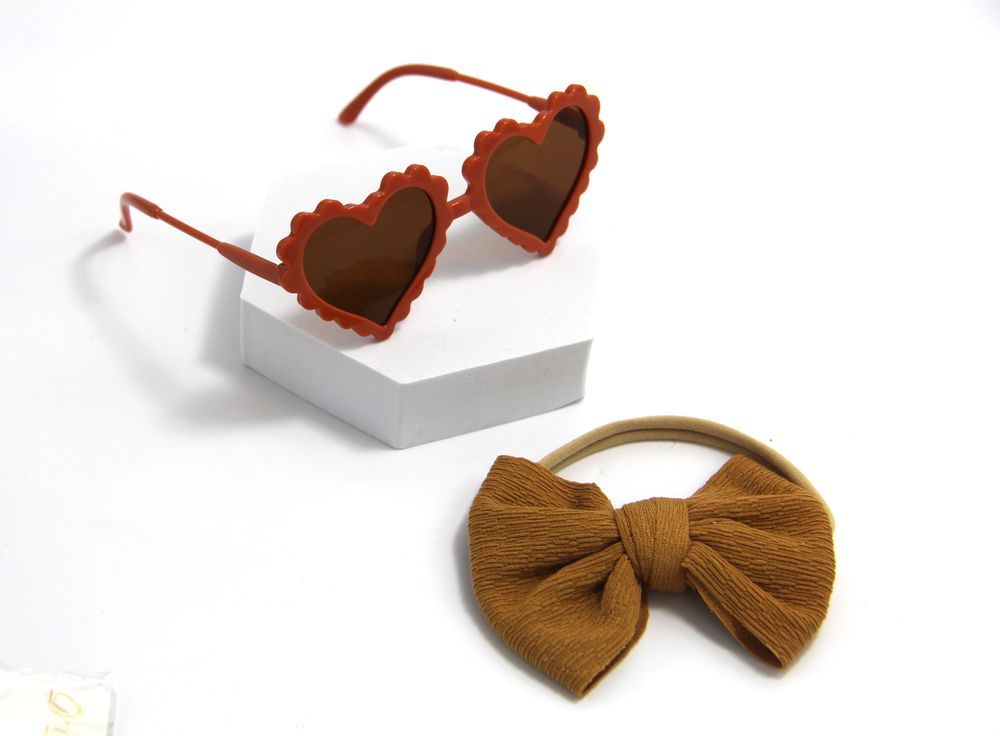 D' Daniela - Aisha Glasses & Bow Barrette Ponytail Set - Ginger