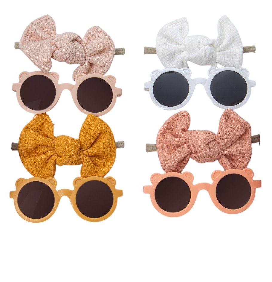 D' Daniela - Romina Glasses & Bow Barrette Ponytail Set - Peach