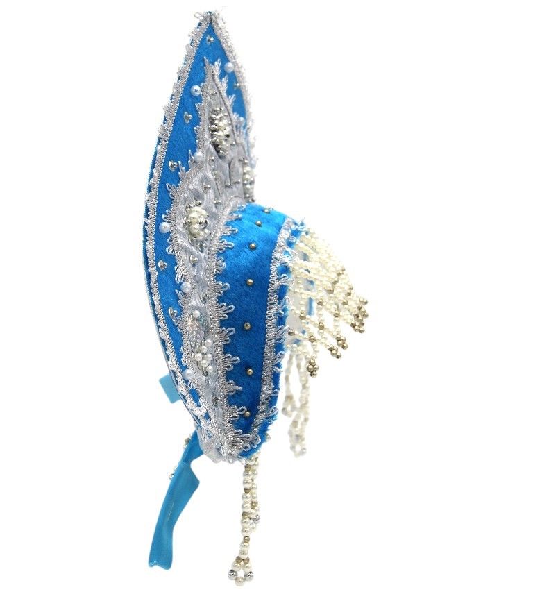 D' Daniela - Women's Traditional Headdress Kokoshnik - Blue With Silver