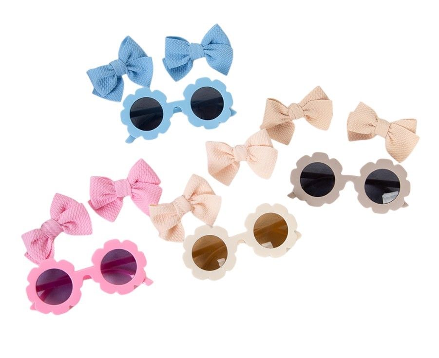 D' Daniela - Dana Glasses & Bow Barrette Clip Set For Babies & Girls - Pink