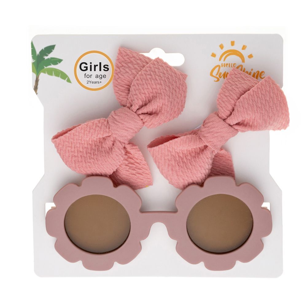 D' Daniela - Dana Glasses and Bow Barrette Clip Set - Dark Pink