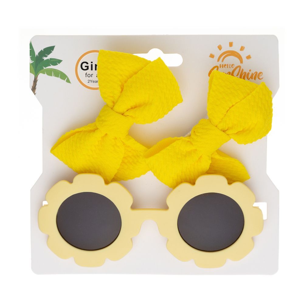 D' Daniela - Dana Glasses and Bow Barrette Clip Set - Bright Yellow