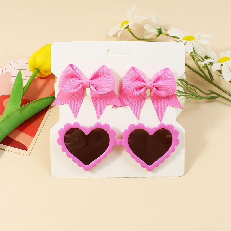 D' Daniela - Glasses and Bow Barrette Clip Set - Hot Pink