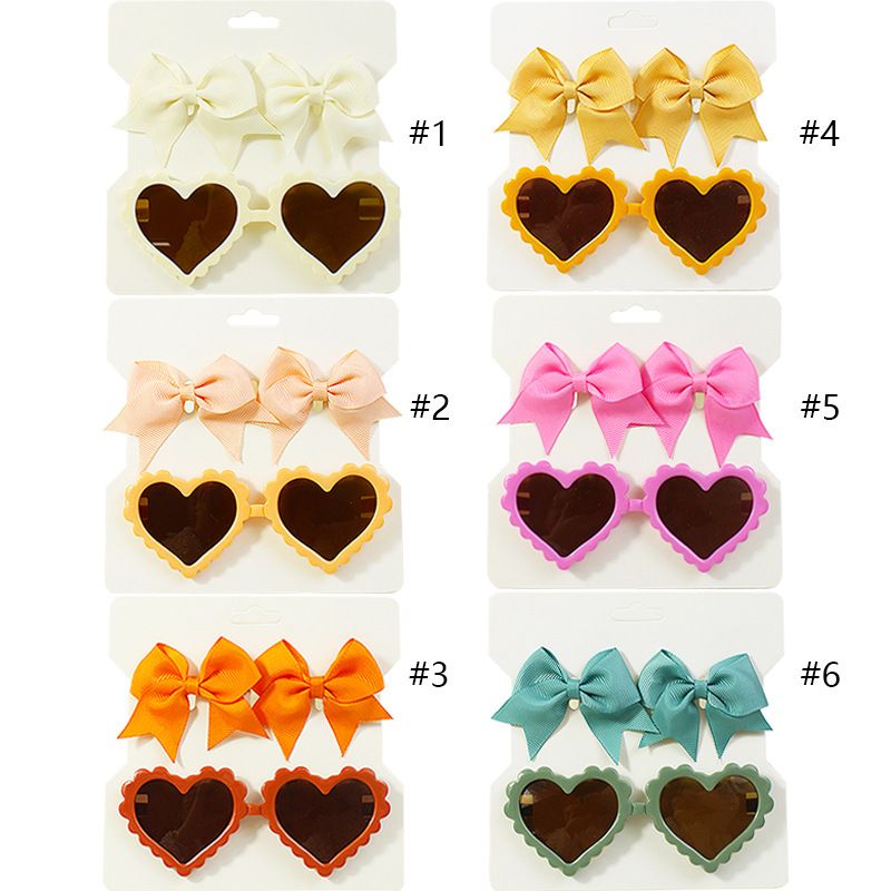 D' Daniela - Glasses and Bow Barrette Clip Set - Peach