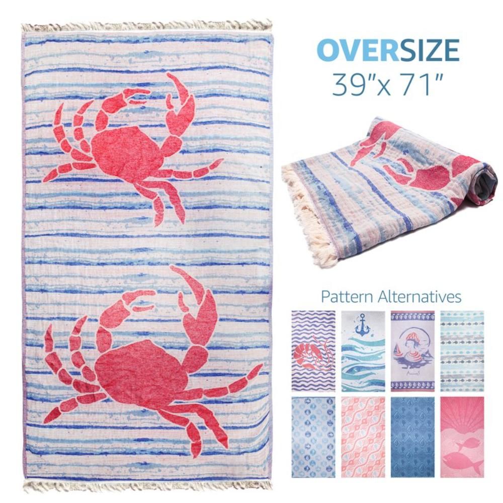 Anemoss - Turkish Beach & Bath Peshtemal - Crab Patterned