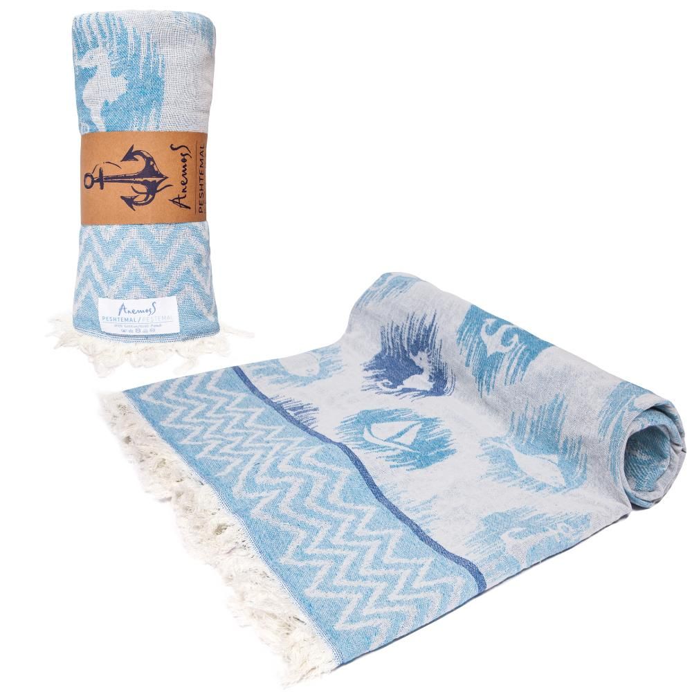 Anemoss - Turkish Beach & Bath Peshtemal - Anchor Patterned