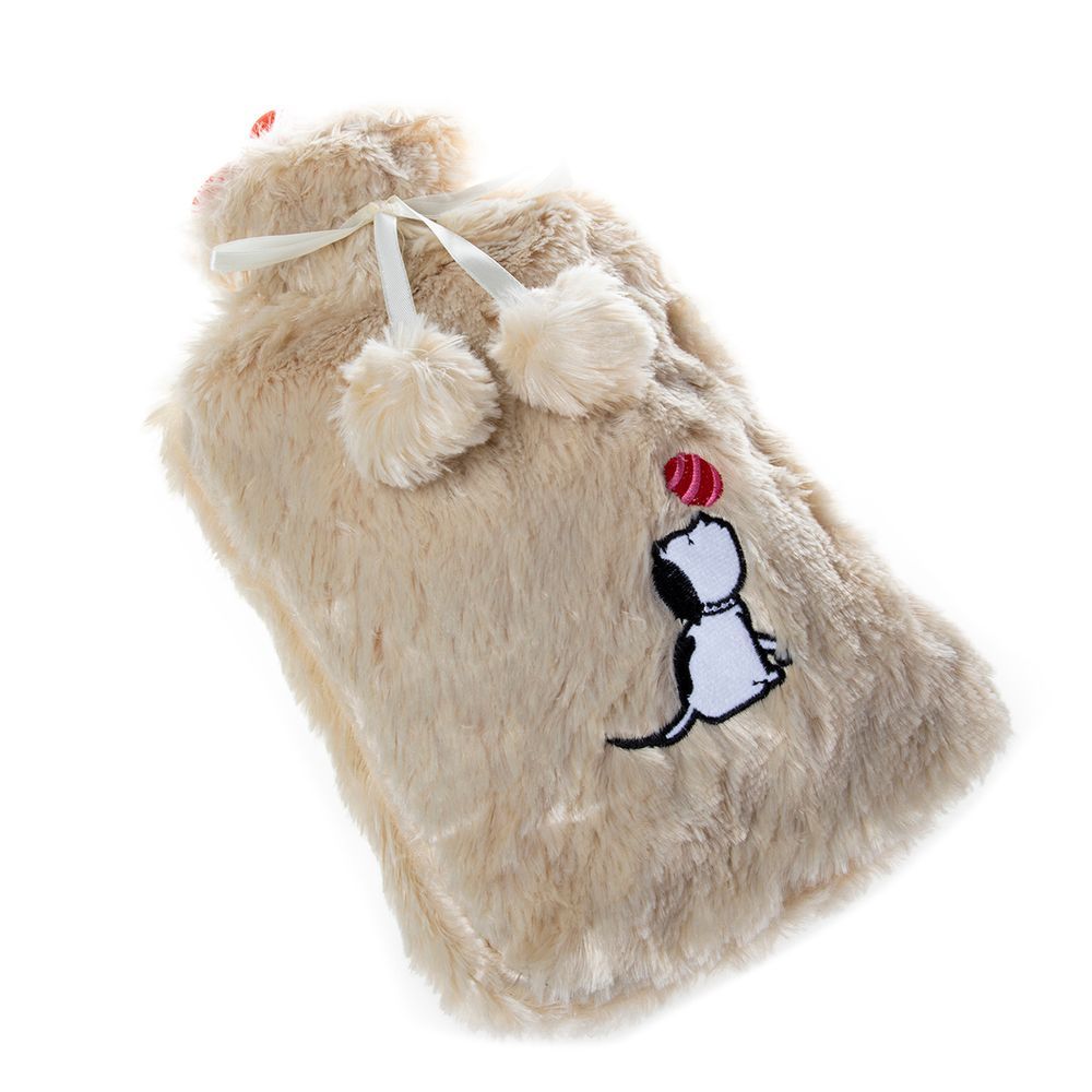 Biggdesign - Dogs Hot Water Bottle with Soft Plush Cover - 2L - Beige