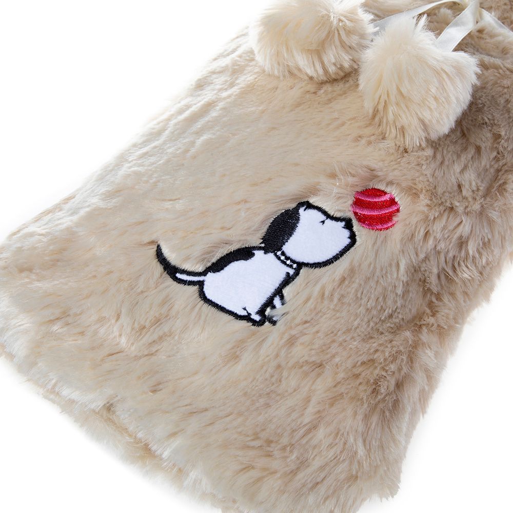 Biggdesign - Dogs Hot Water Bottle with Soft Plush Cover - 2L - Beige