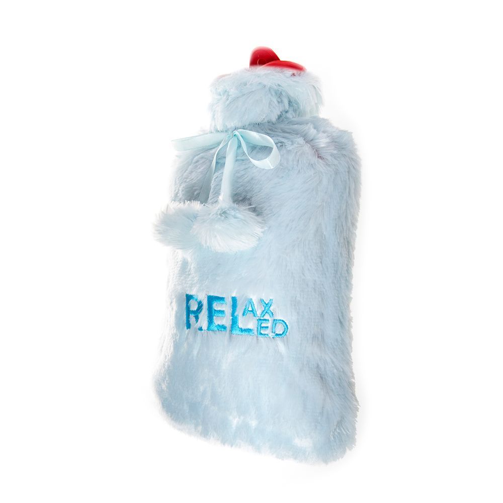 Biggdesign - Relaxed Hot Water Bottle With Soft Plush Cover - 2L - Blue