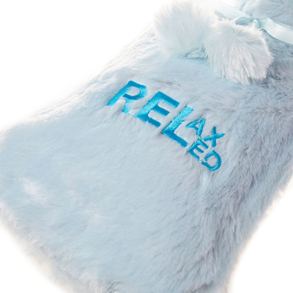 Biggdesign - Relaxed Hot Water Bottle With Soft Plush Cover - 2L - Blue