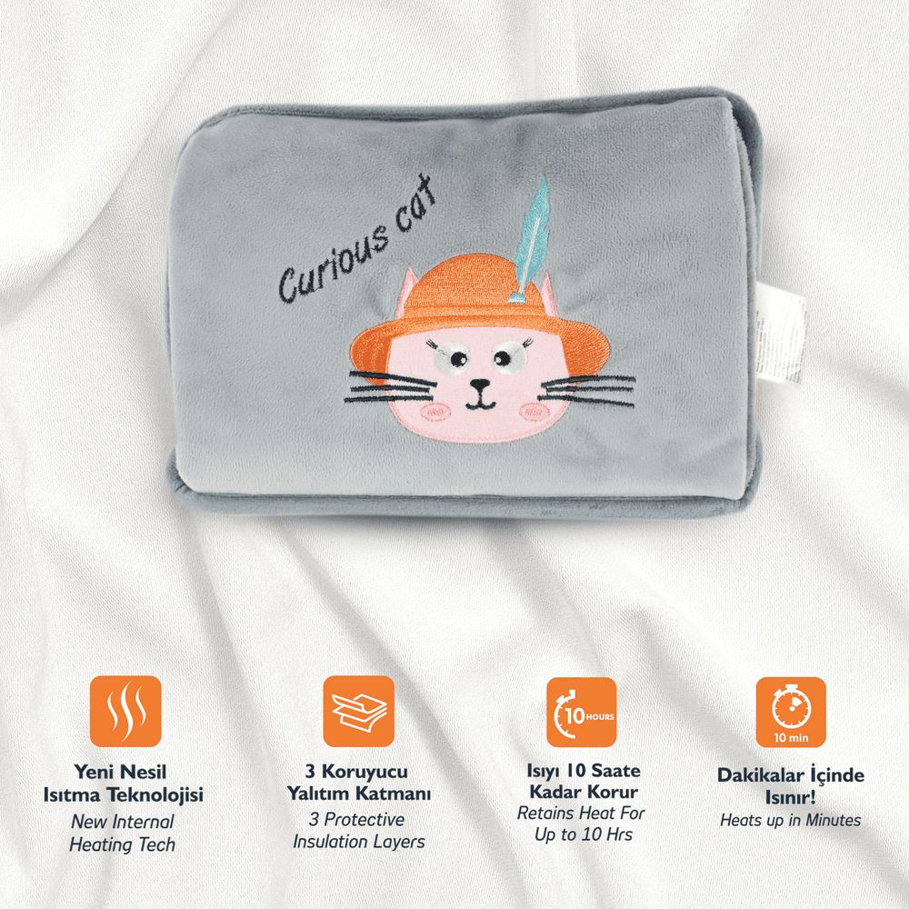 Biggdesign - Electric Rechargeable Hot Water Bag - Curious Cat