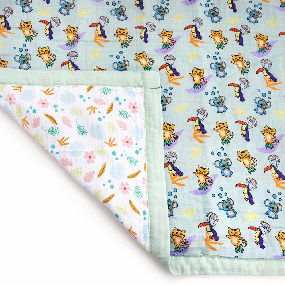 Milk&Moo -  Jungle Friends Baby Muslin Fibre Filled Swaddle  Blanket