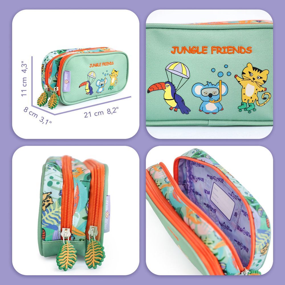 Milk&Moo - Double Compartment Pencil Case - Jungle Friends