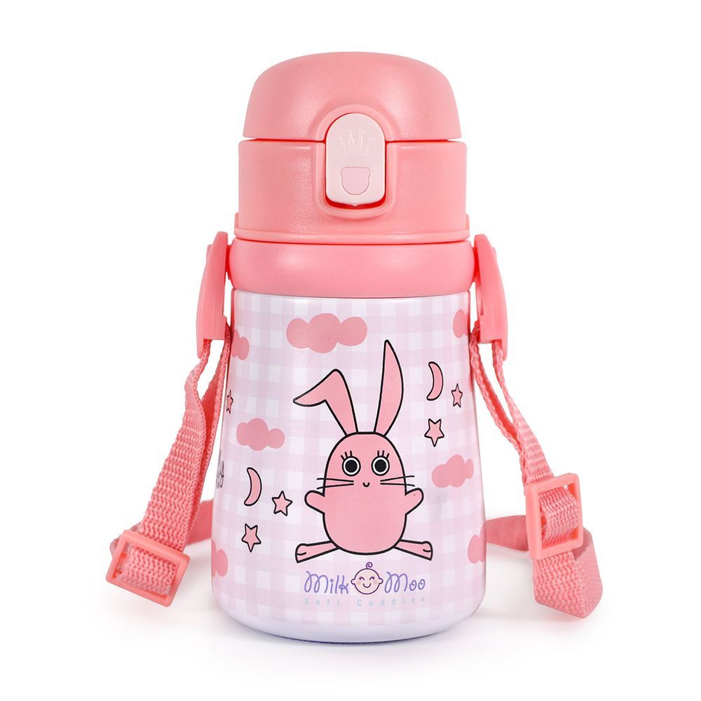 Milk&Moo - Stainless Steel Cancin Flask - 360ml - Pink Bunny