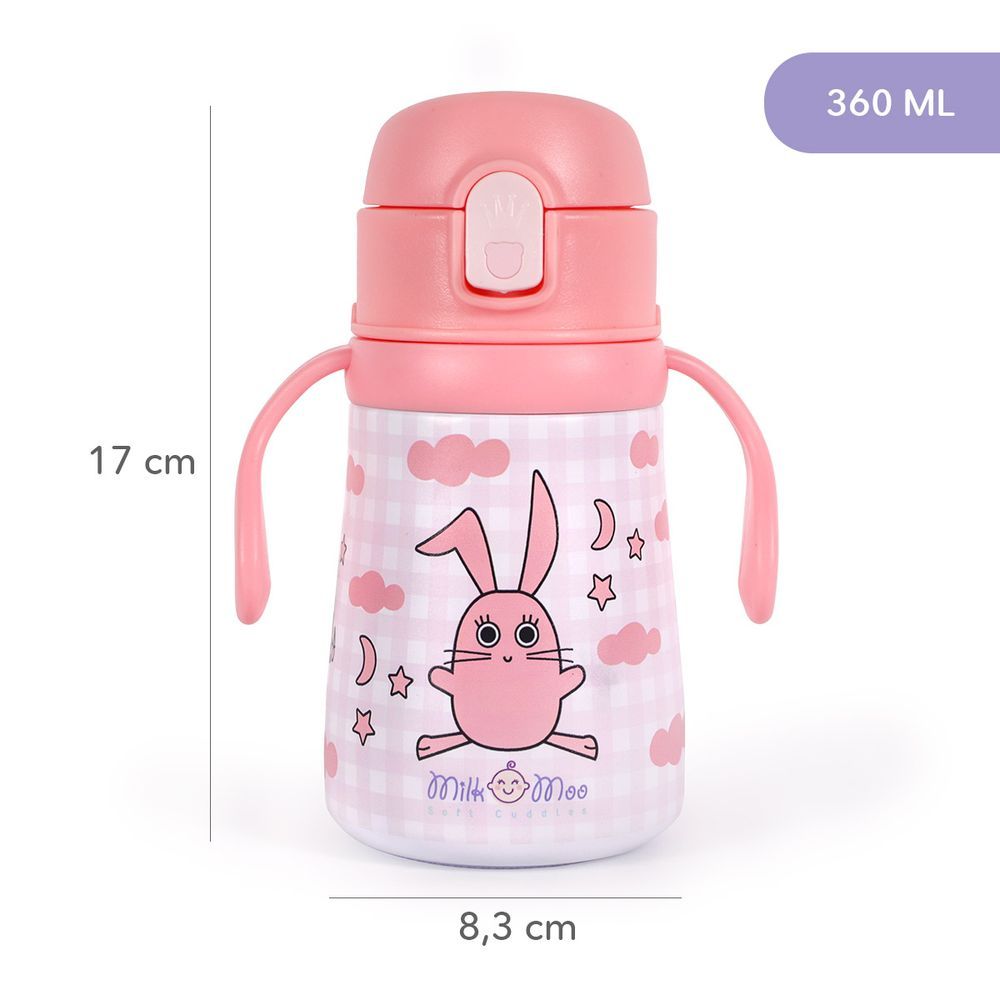 Milk&Moo - Stainless Steel Cancin Flask - 360ml - Pink Bunny