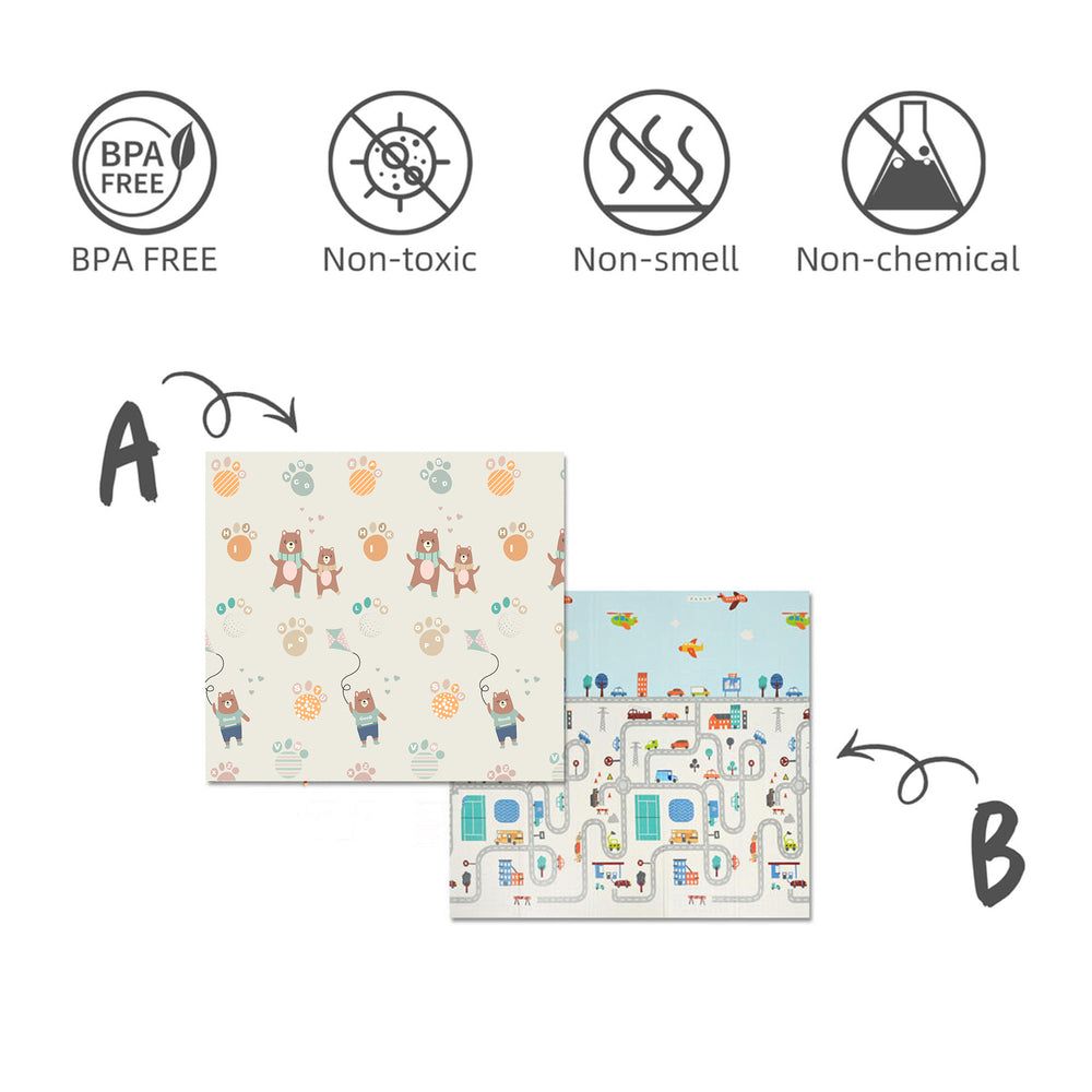 HOCC - Reversible And Foldable Anti-Slip Baby Playmat - 180x150x1 cm