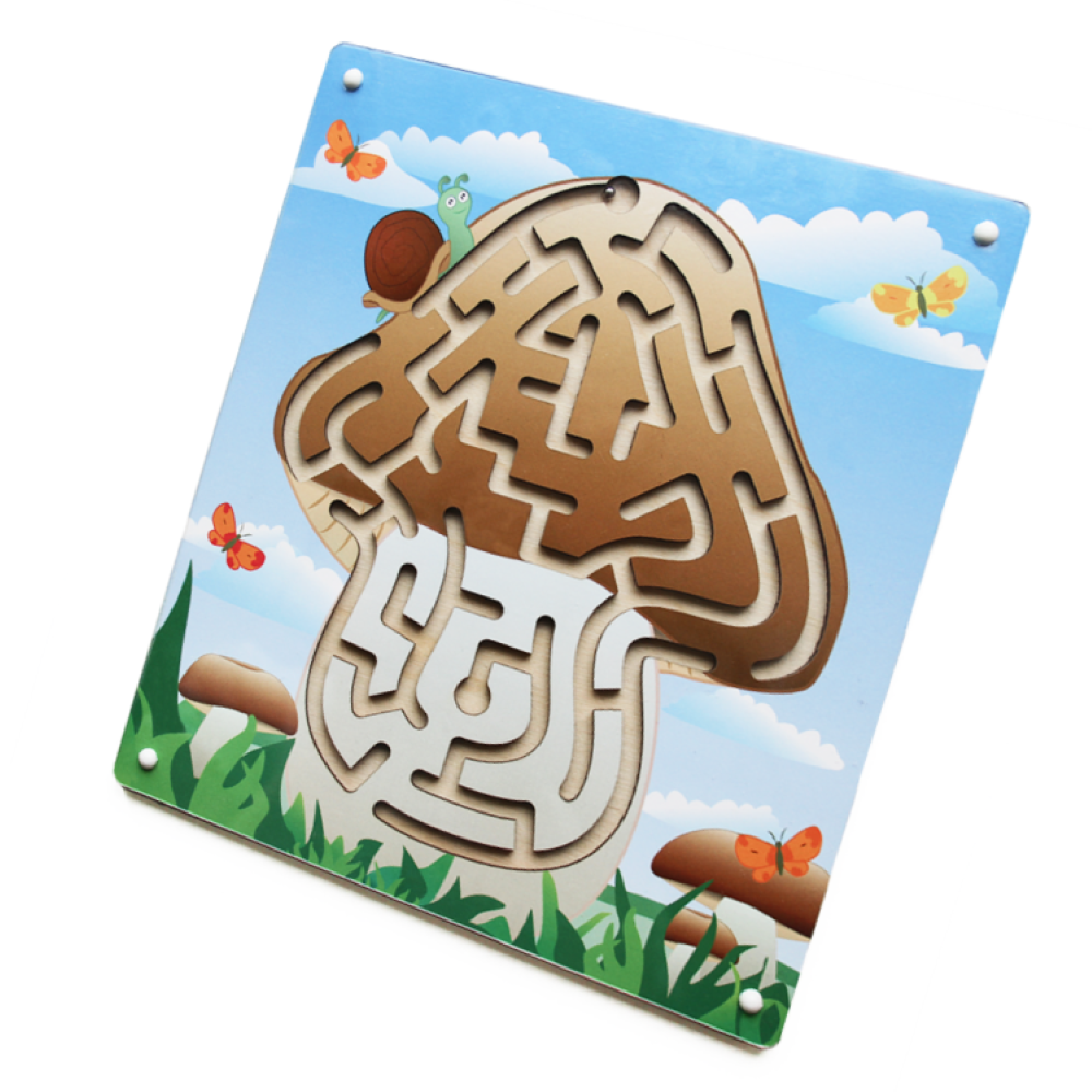 Fofa - Wooden Toy Maze Puzzle With A Small Ball - Mushroom