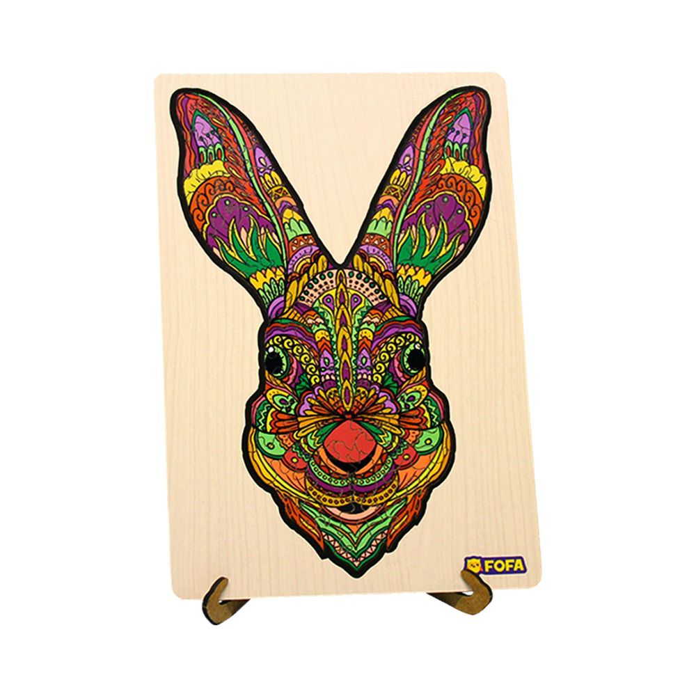 Fofa - Colorful Wooden Rabbit  In A Frame Toy Puzzle