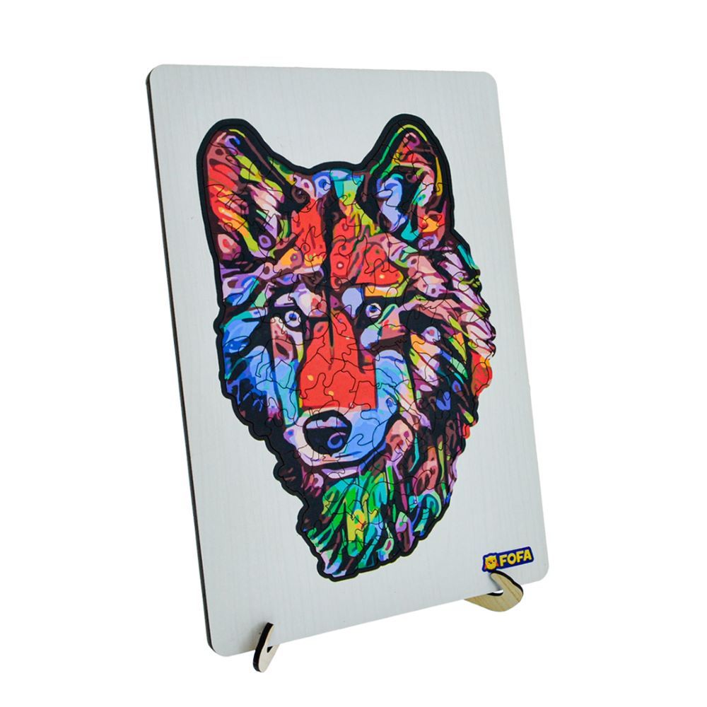 Fofa - Colorful Wooden Wolf Toy Puzzle In A Frame