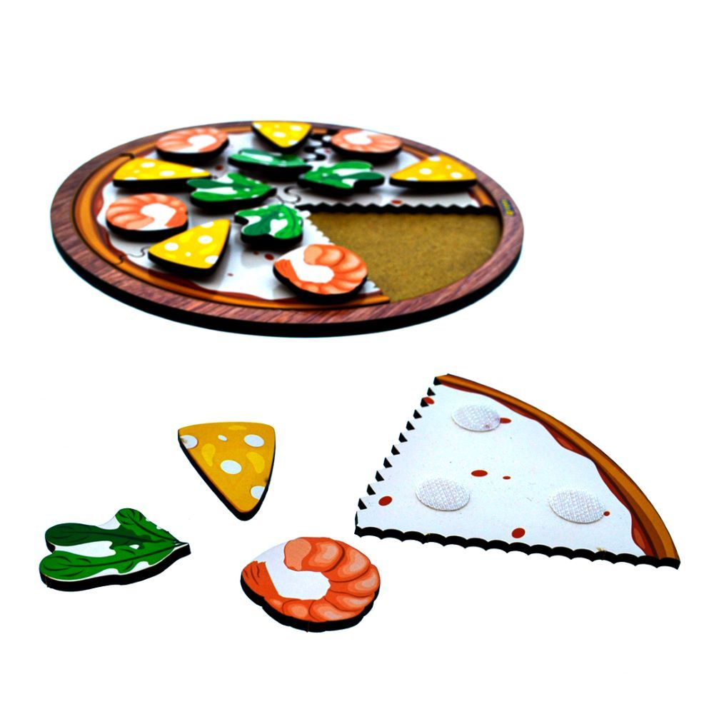 Fofa - Wooden Toy Educational Board With Velcro - Pizza With Shrimp