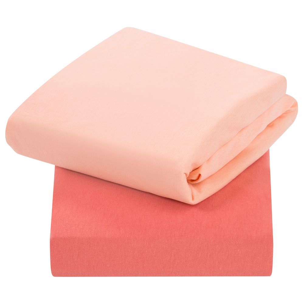 Clevamama - Cot Bed Jersey Cotton Fitted Sheets - Coral - 2 Pcs