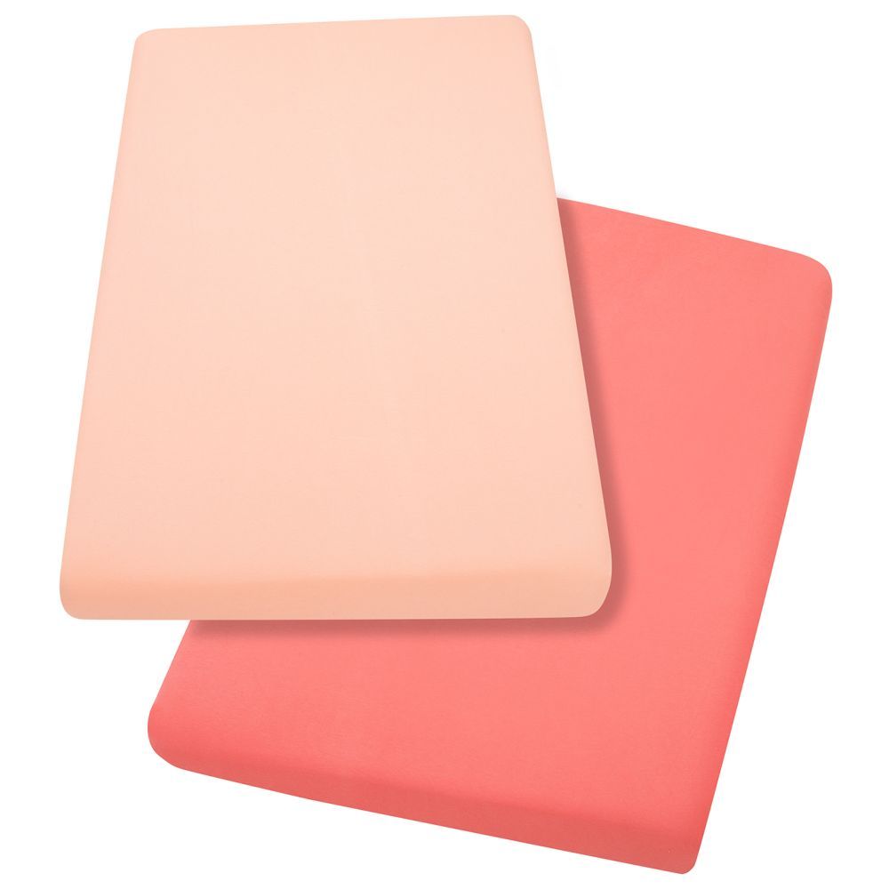 Clevamama - Cot Bed Jersey Cotton Fitted Sheets - Coral - 2 Pcs