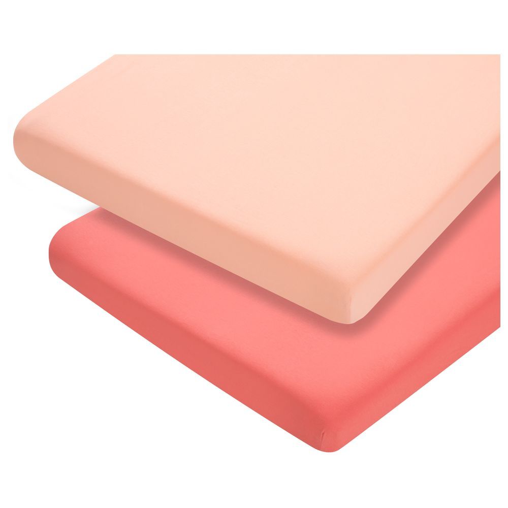 Clevamama - Cot Bed Jersey Cotton Fitted Sheets - Coral - 2 Pcs