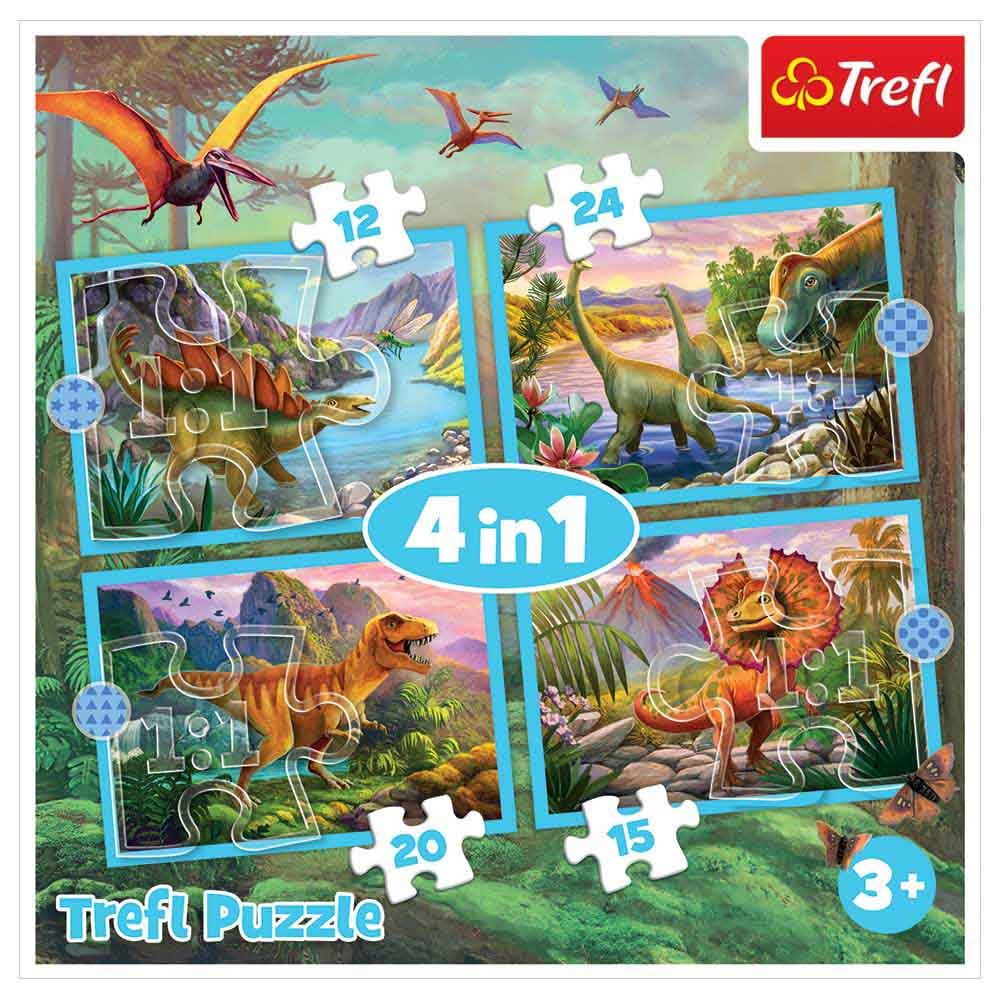 Trefl Puzzle - 4-In-1 - Unique Dinosaurs Puzzle - 71pcs