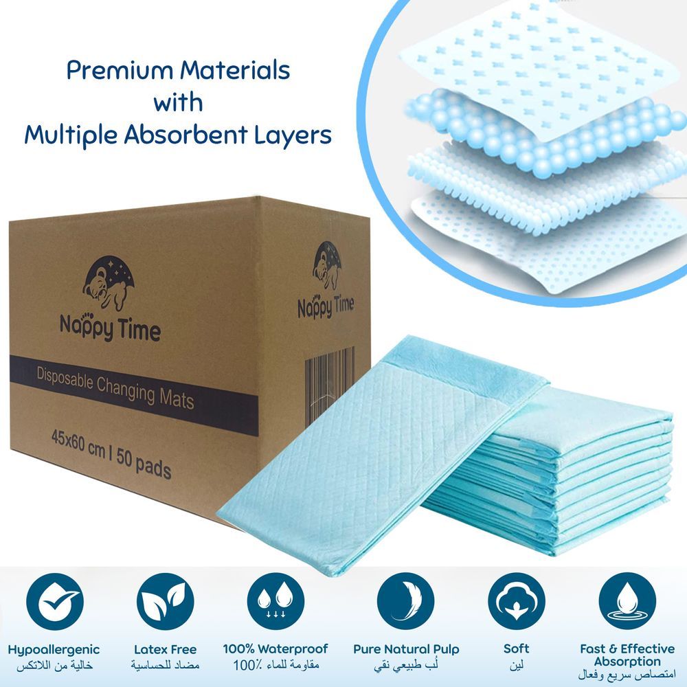 Nappy Time - Disposable Changing Mats - 50 Pcs - 45x60cm