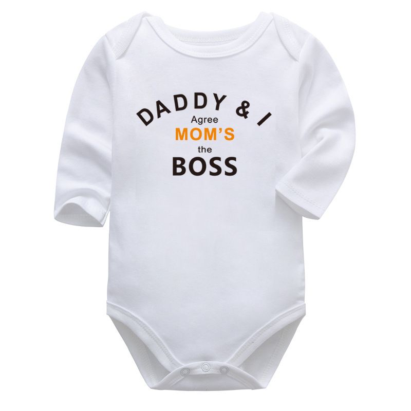 ماتشينغ فاميلي أوتفيتس - أفرول للرضع - Daddy & I Agree Mom's The Boss - أبيض