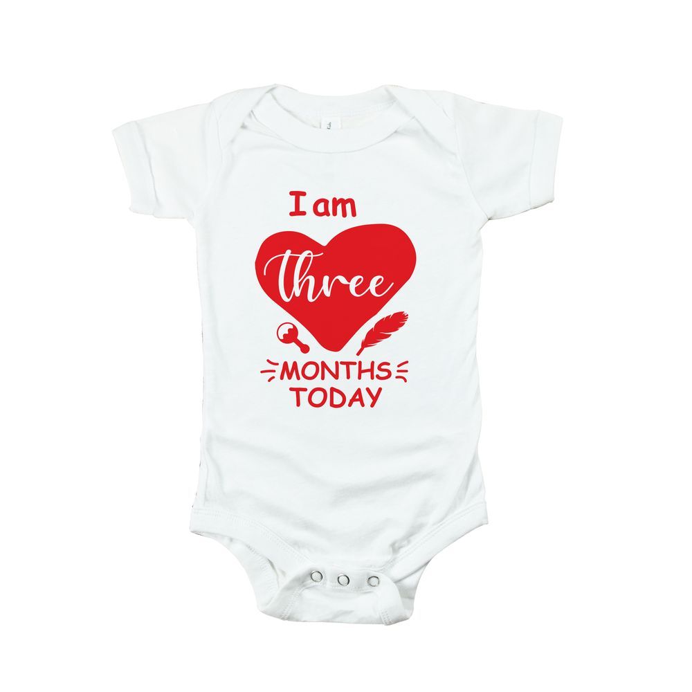 Matching Family Outfits - I Am Three Months Today - Baby Romper - White