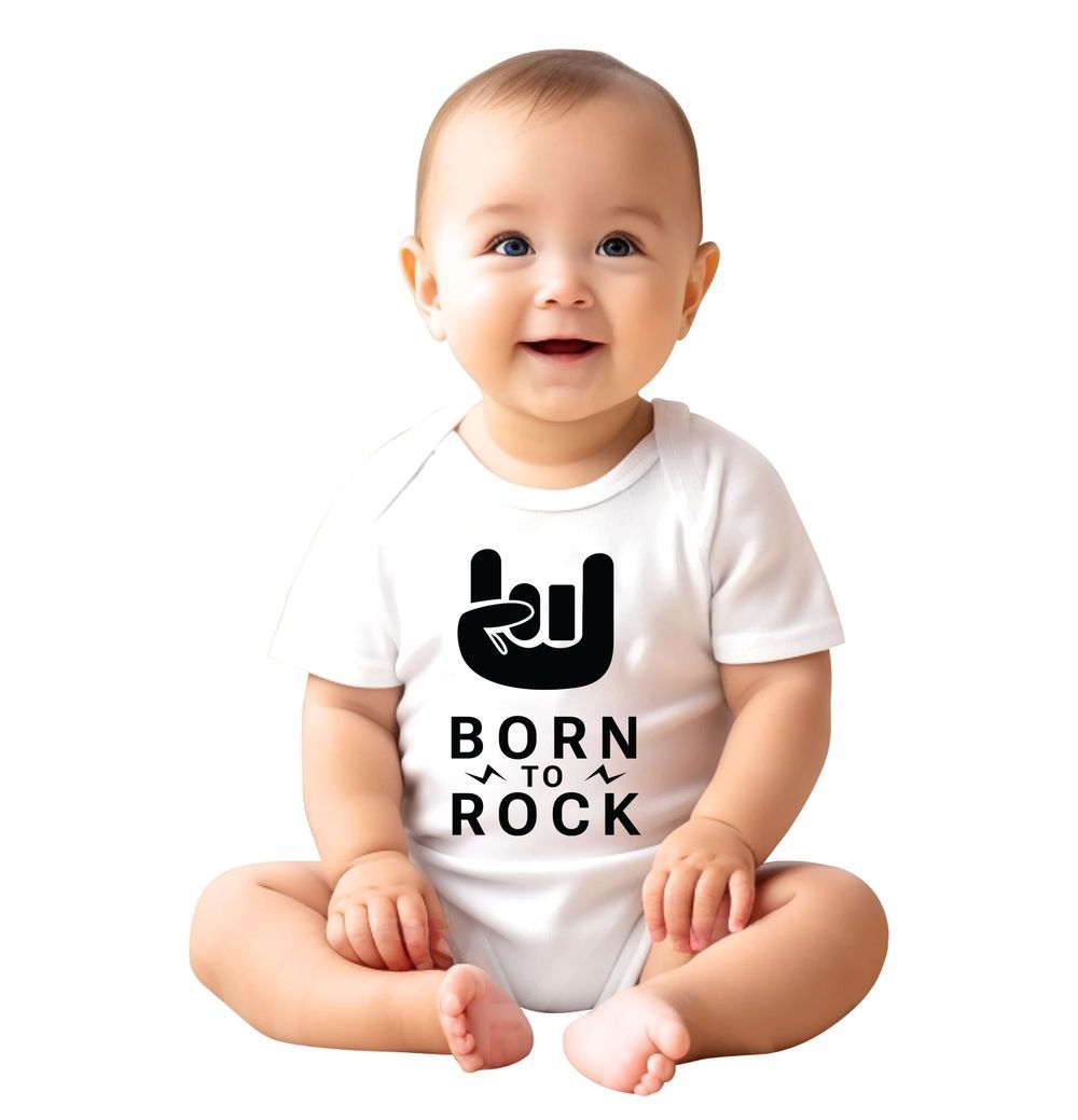 Matching Family Outfits - Born To Rock Baby Romper - White