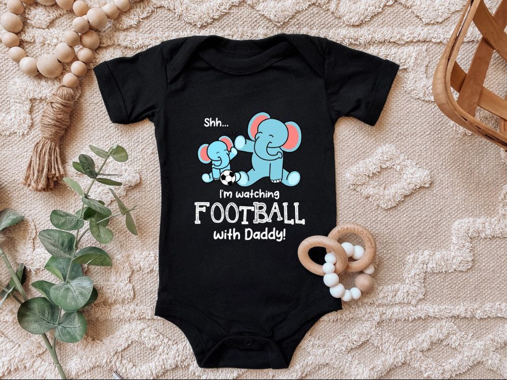 Matching Family Outfits - Shhh I'm Watching Football Baby Rompers - Black