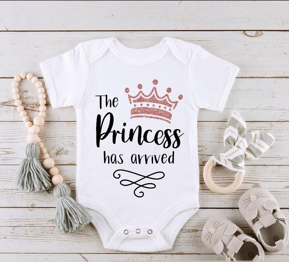 Matching Family Outfits - The Princess Has Arrived Baby Rompers - White