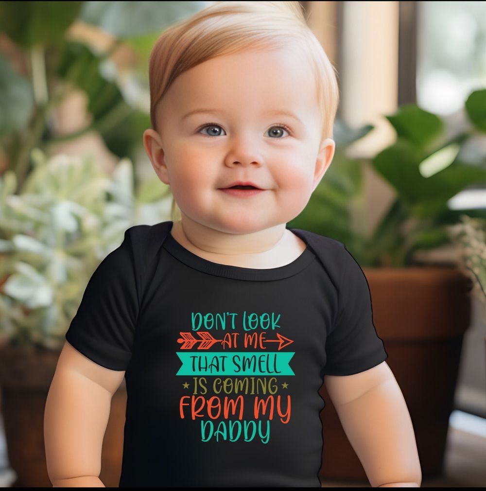 Matching Family Outfits - Don't Look At Me Baby Romper - Black