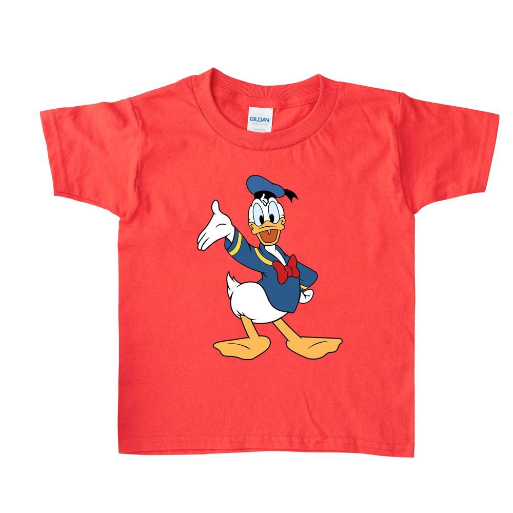 Matching Family Outfits - Donald Duck Printed Kids T-Shirt - Red