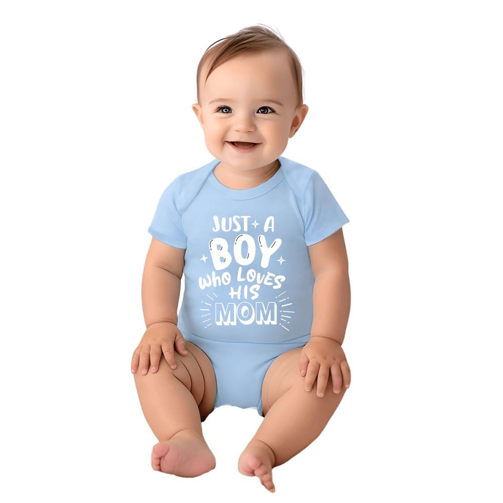 Matching Family Outfits - Just A Boy Baby Romper - Blue