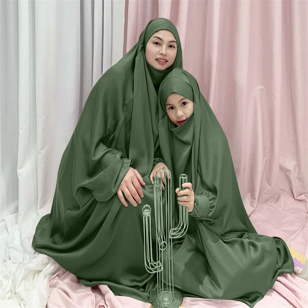 Matching Family Outfits - Abaya Mother And Daughter Set - Green