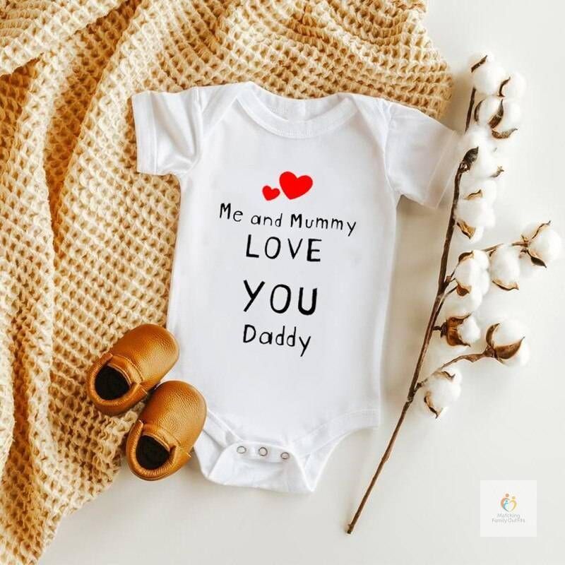 Matching Family Outfits - Me And Mommy Love You Daddy Baby Romper - White