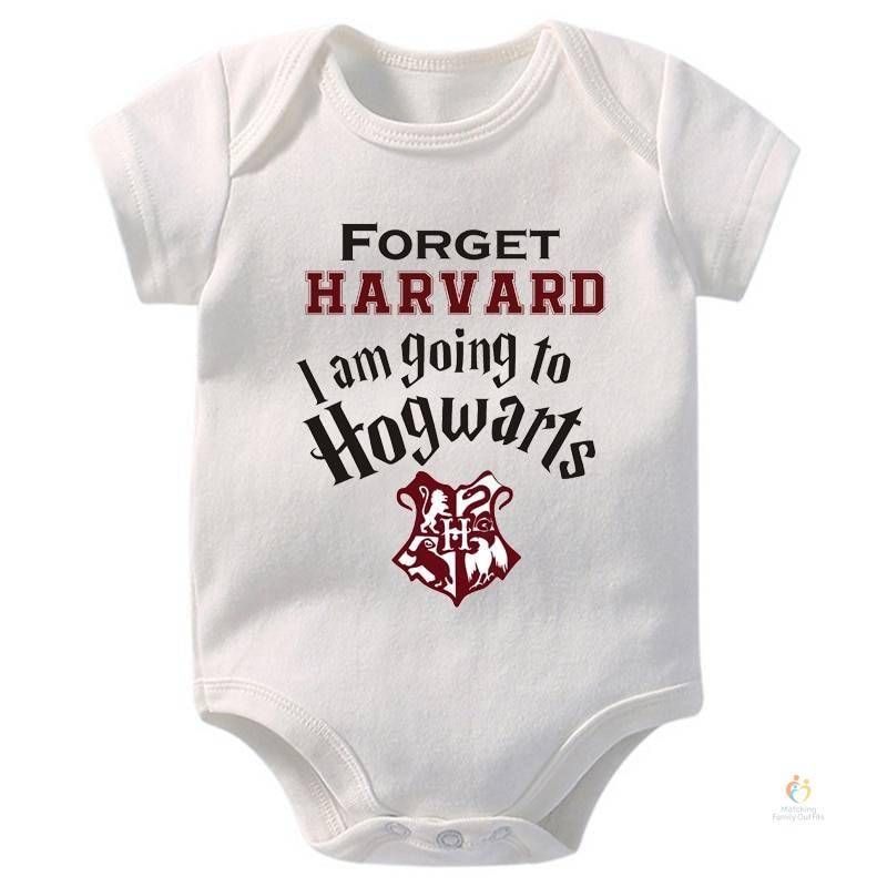 Matching Family Outfits - Baby Romper Gift Set - Forget Harvard I Am Goin To Hogwarts - White