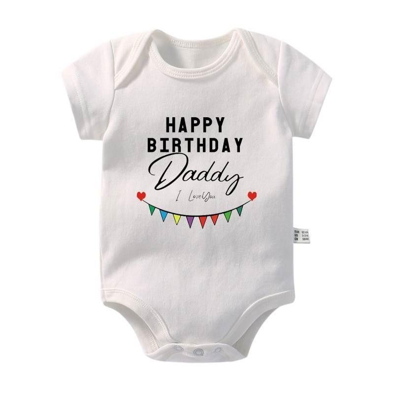 Matching Family Outfits - Baby Romper - Happy Birthday Daddy - White