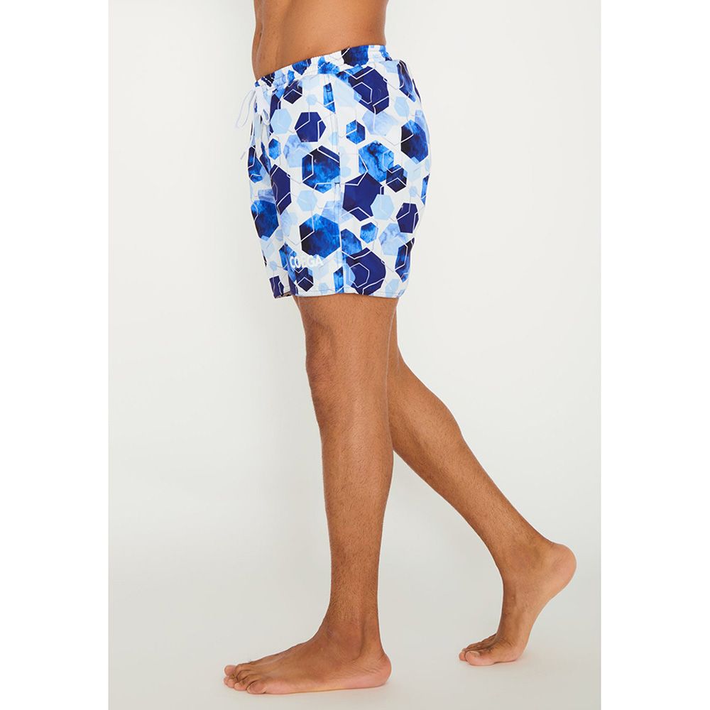 Coega Sunwear - Men's Board Shorts - Navy Watercolor Hexagons