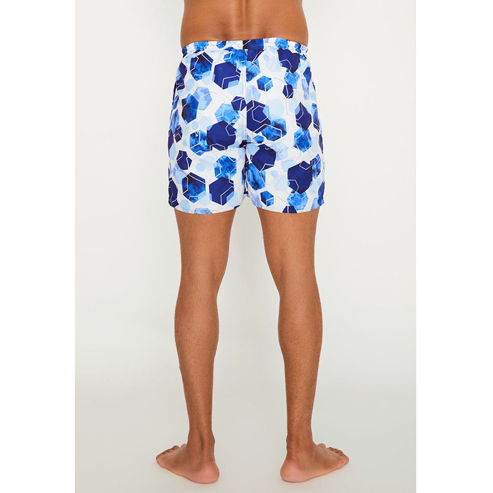 Coega Sunwear - Men's Board Shorts - Navy Watercolor Hexagons