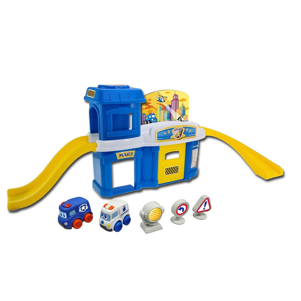 Happy Kids - Little Learner Police Station Vehicle Playset - 13pcs