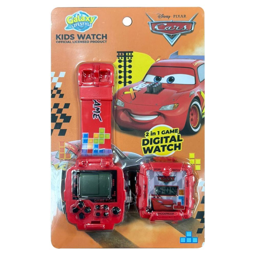 Disney - 2-In-1 Digital LED Watch And Gaming - Cars - Red