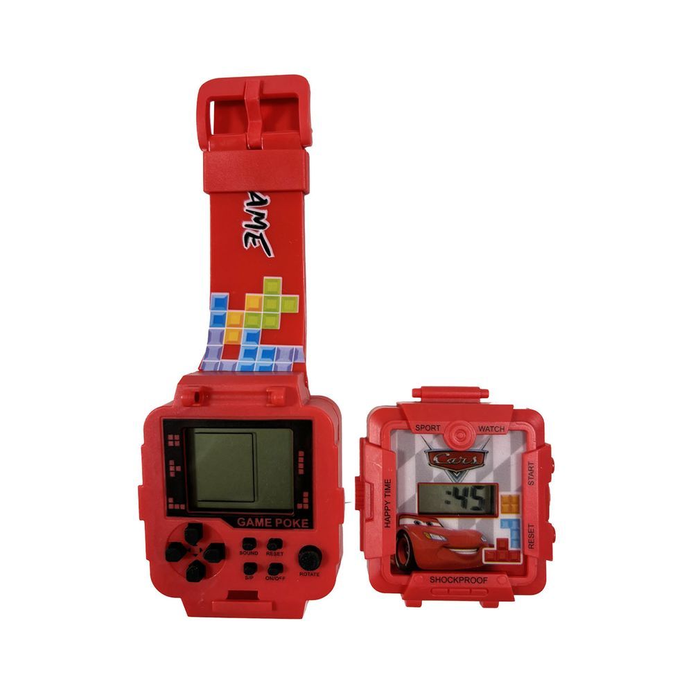 Disney - 2-In-1 Digital LED Watch And Gaming - Cars - Red